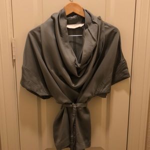 Asian-inspired Donna Karen Wrap Blouse